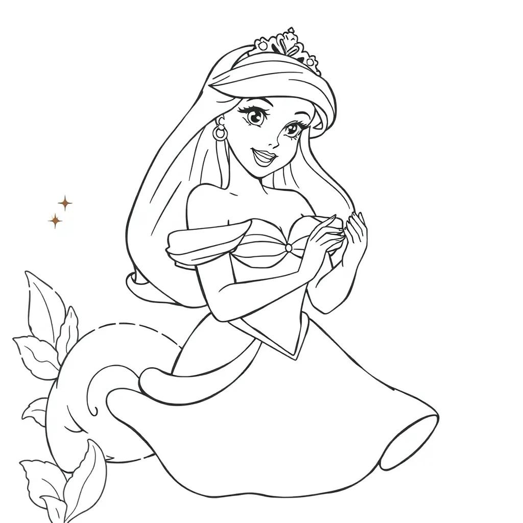 Printable Ariel Disney Princess Coloring Pages
