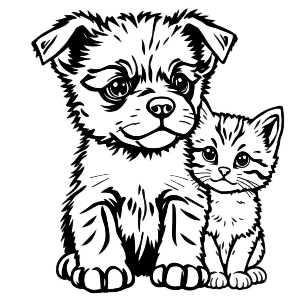 Puppies And Kittens Coloring Pages
