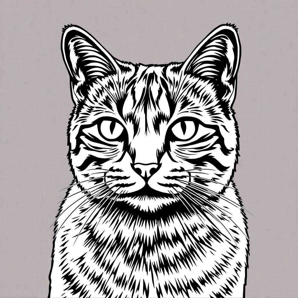 Realistic Cat Coloring Page