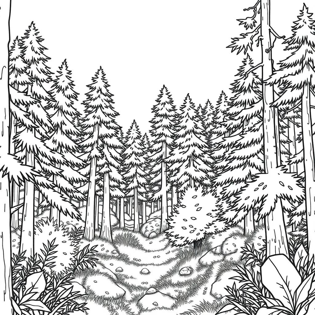 Realistic Forest Coloring Pages Realistic Forest Coloring Pages
