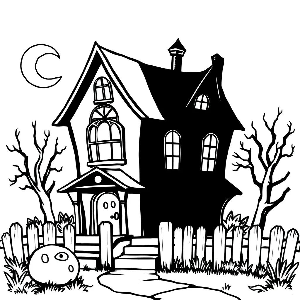 Simple Haunted House Coloring Pages