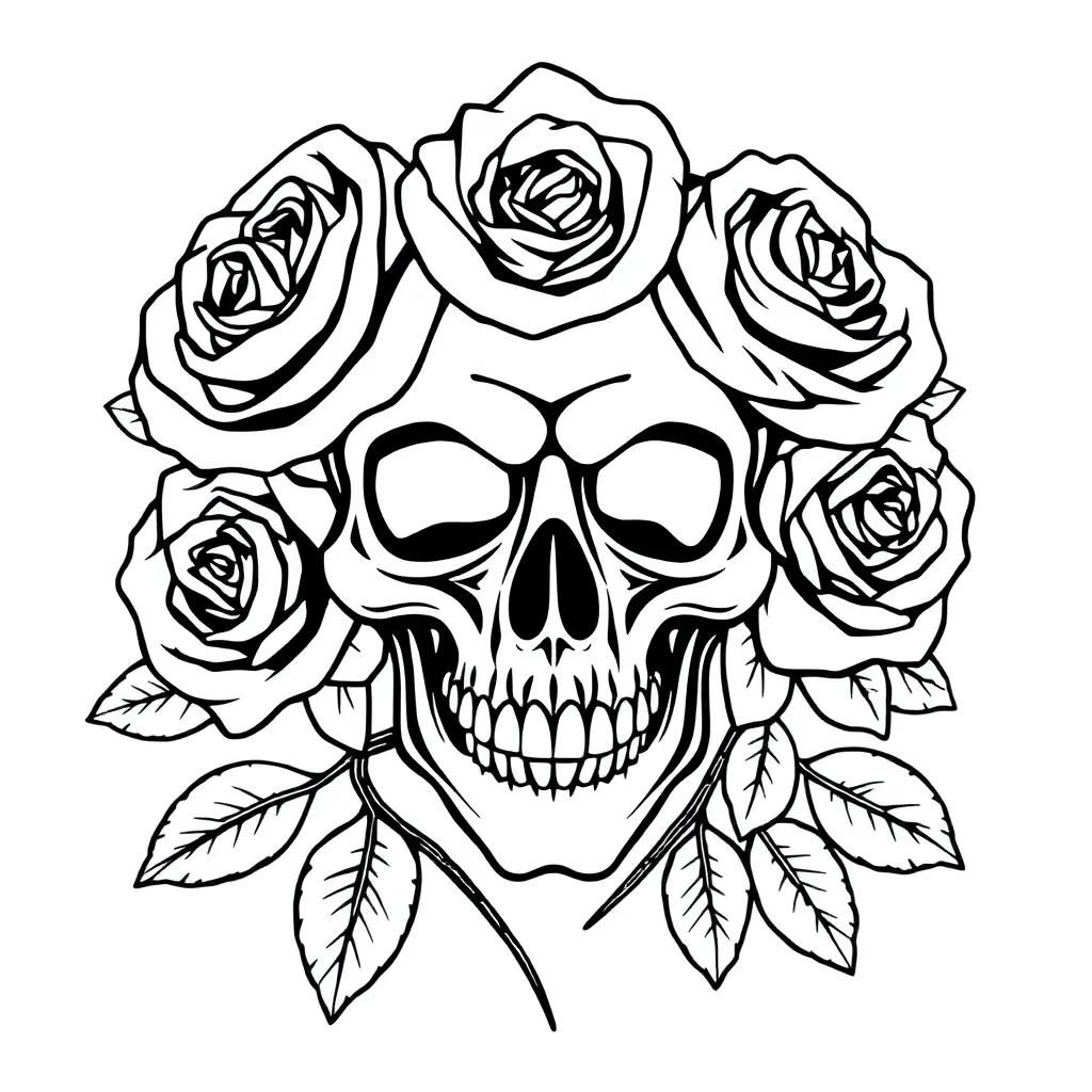 Skull And Roses Coloring Pages