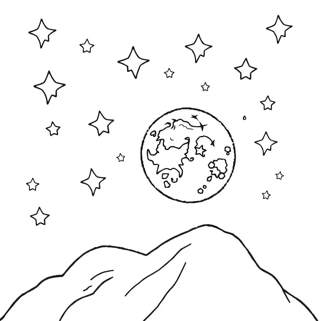 Stars And Moon Coloring Page