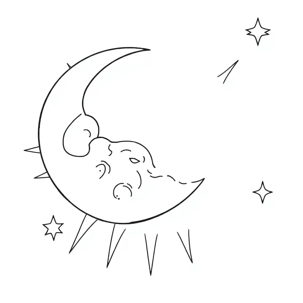 Sun Moon Stars Coloring Page