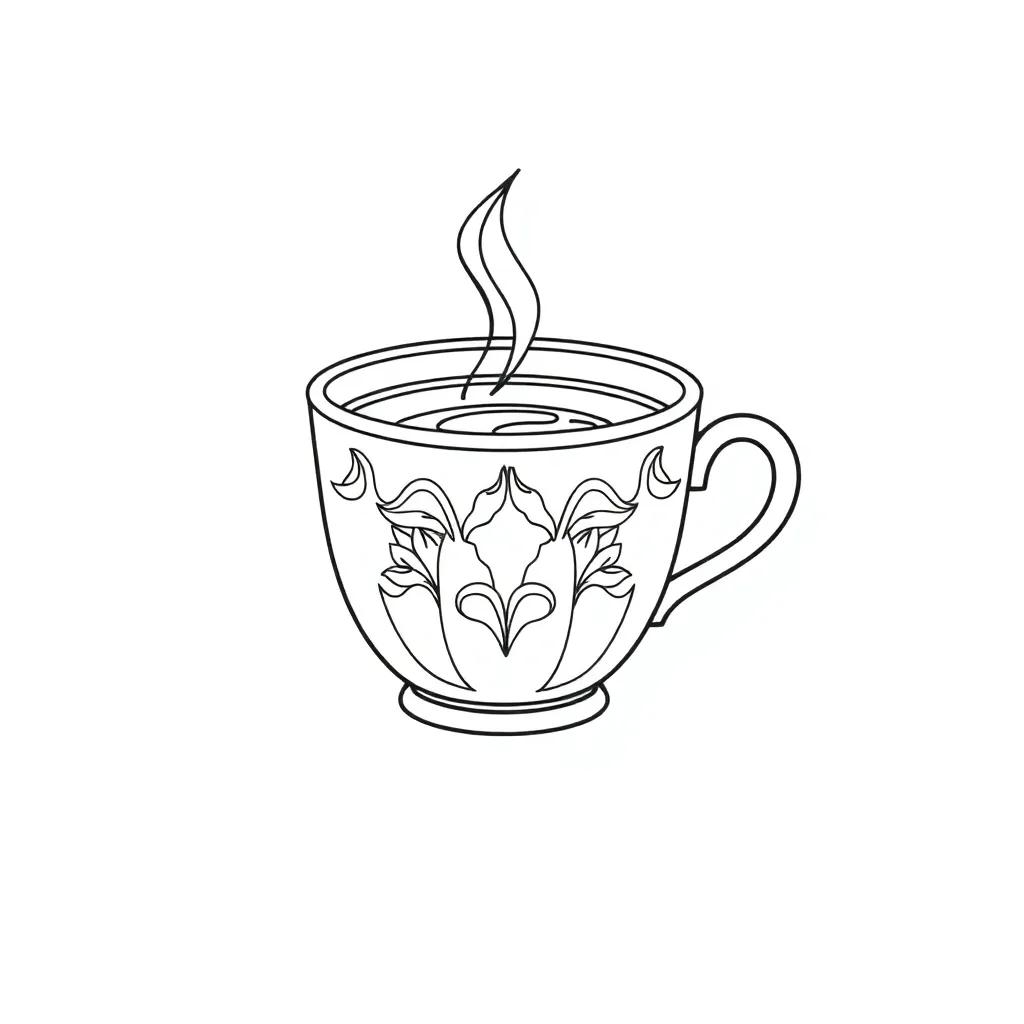 Tea Cup Coloring Pages