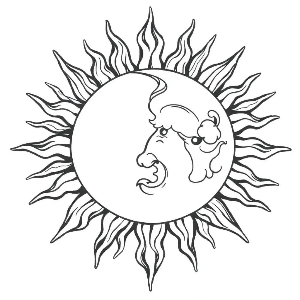 Trippy Sun And Moon Coloring Pages