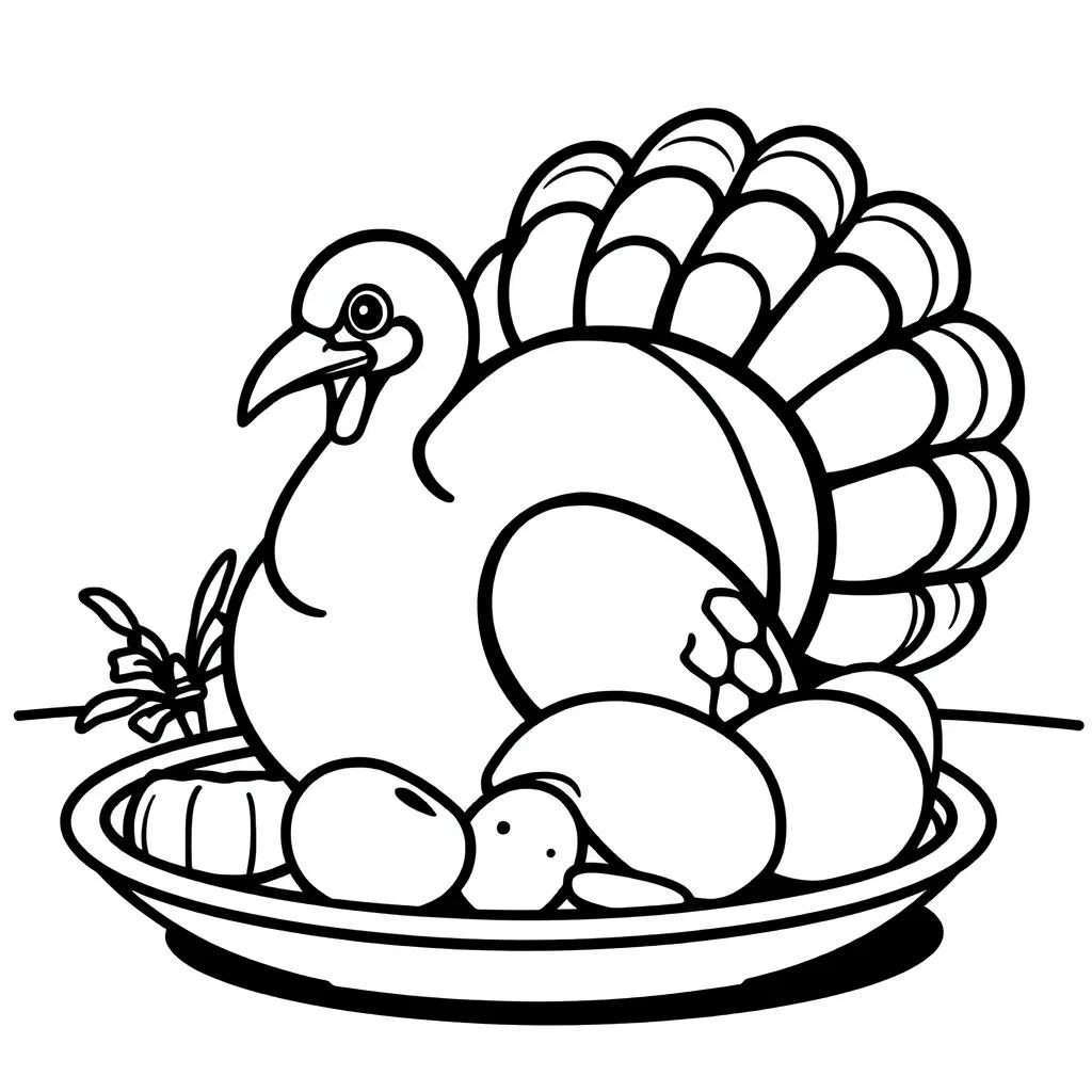 Turkey Dinner Coloring Page