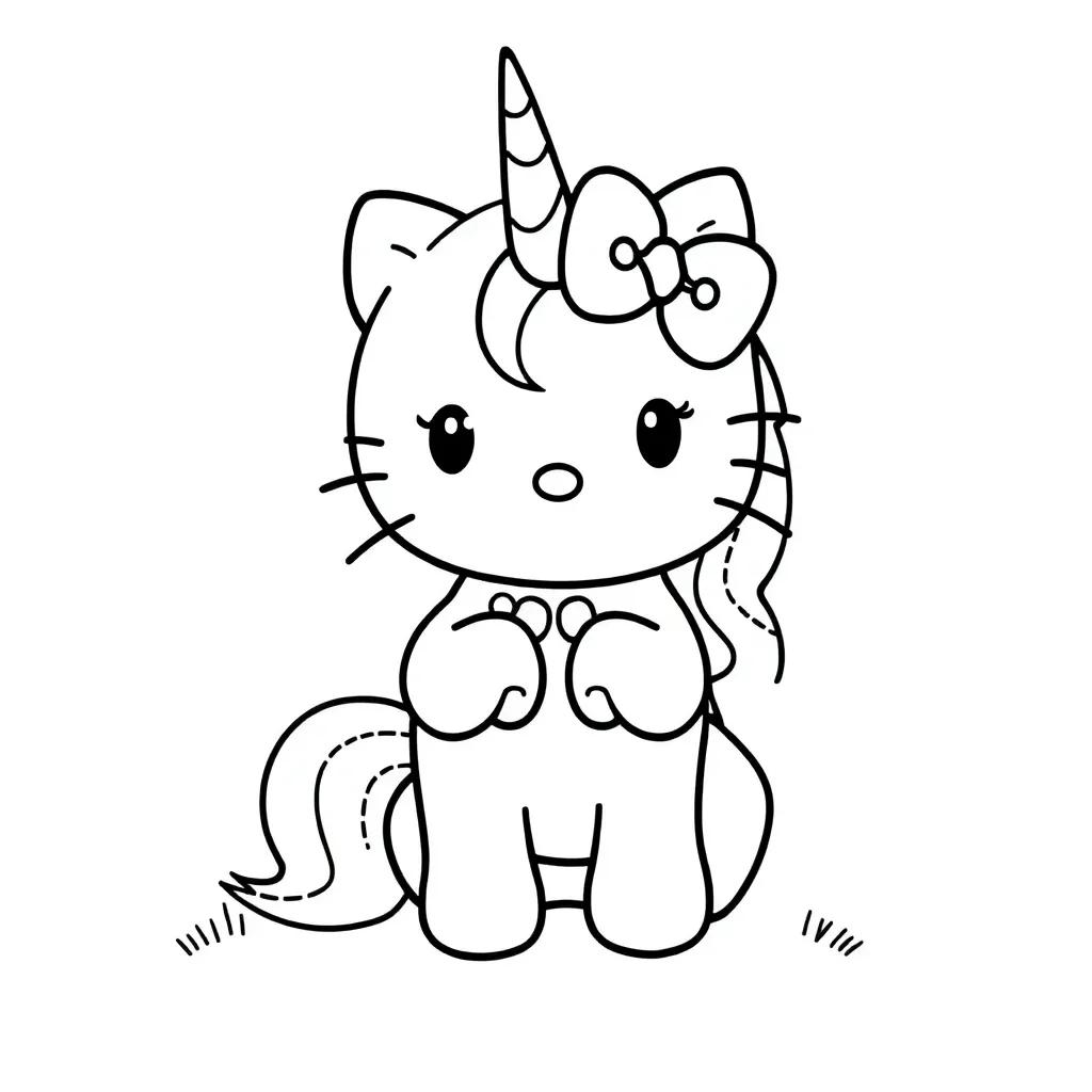 Unicorn Hello Kitty Coloring Pages