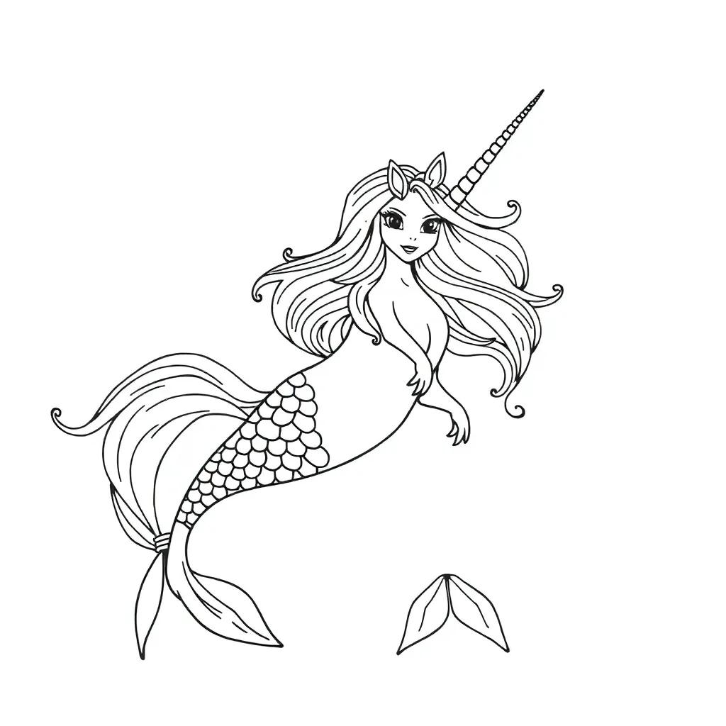 Unicorn Mermaid Coloring Page