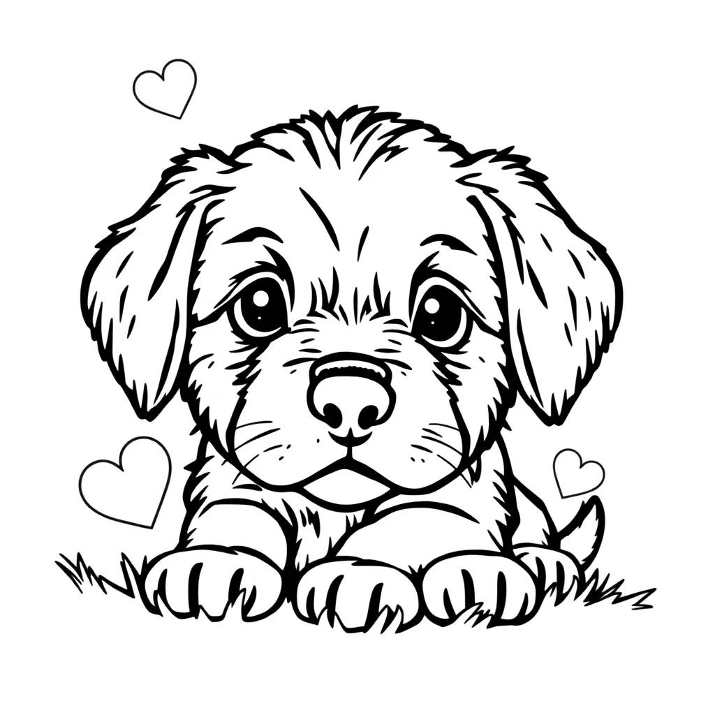 Valentine Puppy Coloring Pages