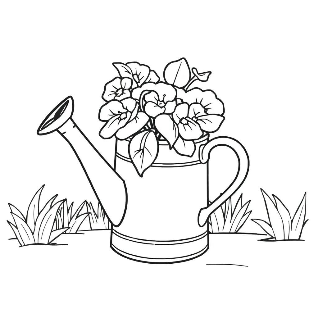 Watering Can Coloring Page Watering Can Coloring Page